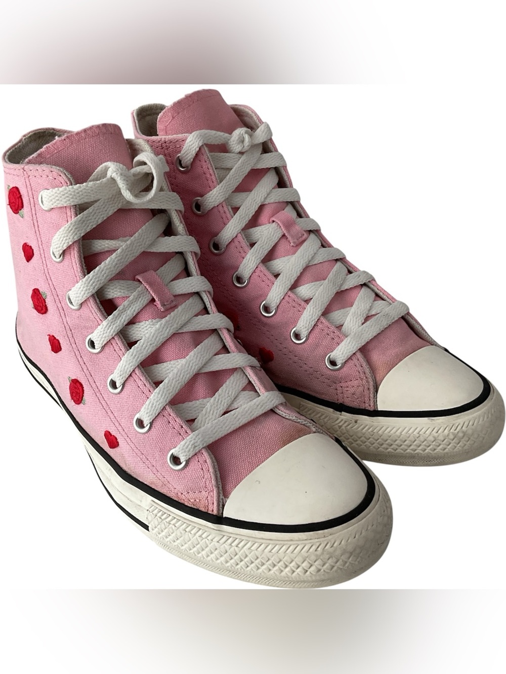 Converse Chuck Taylor All Star Embroidered Heart Roses High Top Shoes Womens 7.5